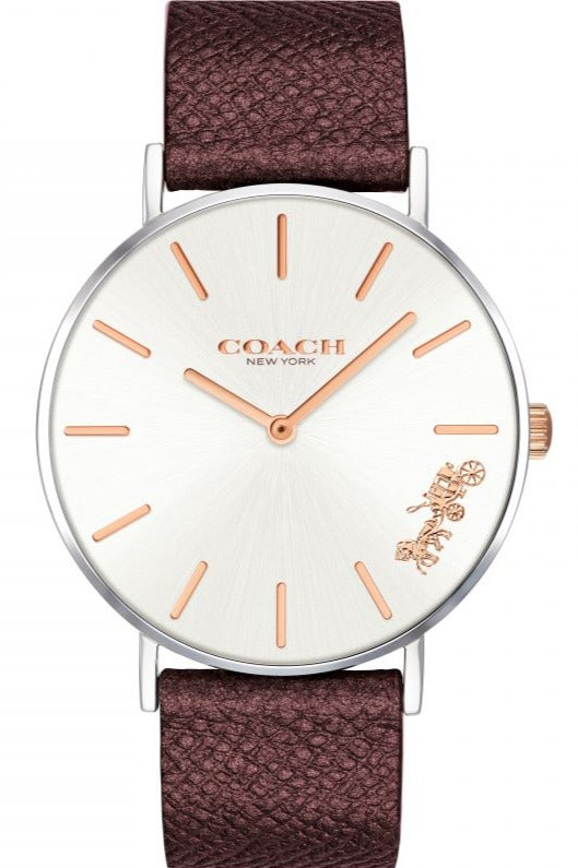 Coach Perry White Dial Brown Leather Strap Watch for Women - 14503154 Authentic Buy Shop Now