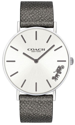 Coach Perry White Dial Grey Leather Strap Watch for Women - 14503155 Authentic Buy Shop Now