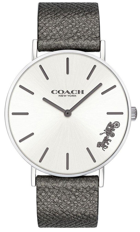 Coach Perry White Dial Grey Leather Strap Watch for Women - 14503155 Authentic Buy Shop Now