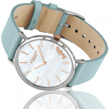 Coach Perry Mother of Pearl White Dial Blue Leather Strap Watch for Women - 14503271 Authentic Buy Shop Now