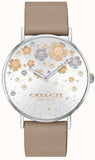 Coach Perry Quartz Silver Dial Brown Leather Strap Watch for Women - 14503326 Authentic Buy Shop Now