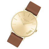 Coach Perry Gold Dial Brown Leather Strap Watch for Women - 14503331 Authentic Buy Shop Now