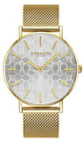 Coach Perry Silver Dial Gold Mesh Bracelet Watch for Women - 14503385 Authentic Buy Shop Now