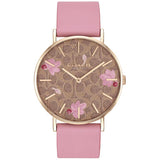Coach Perry Floral Motif Fawn Dial Pink Leather Strap Watch for Women - 14503442 Authentic Buy Shop Now