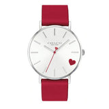 Coach Perry Silver Dial Red Leather Strap Watch for Women - 14503515 Authentic Buy Shop Now