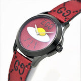 Gucci G Timeless Ghost Red Dial Red Leather Strap Watch For Men - YA1264023 Authentic Buy Shop Now