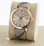 Burberry The City Rose Gold Dial Brown Leather Strap Watch for Women - BU9040 Authentic Buy Shop Now