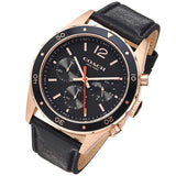 Coach Sullivan Chronograph Black Dial Black Leather Strap Watch for Men - 14602087 Authentic Buy Shop Now