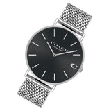 Coach Charles Black Dial Silver Mesh Bracelet Watch for Men - 14602144 Authentic Buy Shop Now