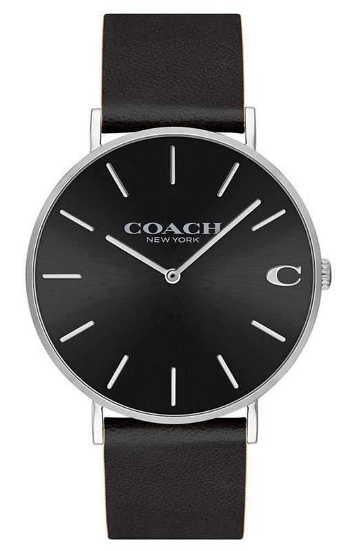 Coach Charles Black Dial Black Leather Strap Watch for Men - 14602149 Authentic Buy Shop Now