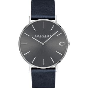 Coach Charles Grey Dial Black Leather Strap Watch for Men - 14602150 Authentic Buy Shop Now