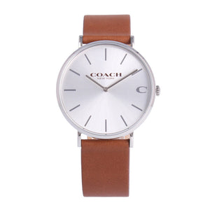 Coach Charles Silver Dial Brown Leather Strap Watch for Men - 14602152 Authentic Buy Shop Now