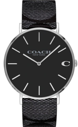 Coach Charles Black Dial Black Leather Strap Watch for Men - 14602157 Authentic Buy Shop Now