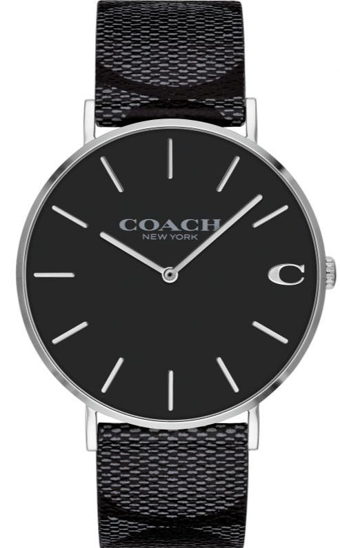 Coach Charles Black Dial Black Leather Strap Watch for Men - 14602157 Authentic Buy Shop Now