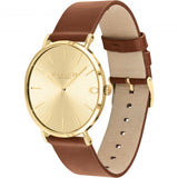 Coach Charles Gold Dial Brown Leather Strap Watch for Women - 14602433 Authentic Buy Shop Now