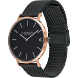 Coach Charles Black Ion Dial Black Mesh Bracelet Watch for Men - 14602470 Authentic Buy Shop Now