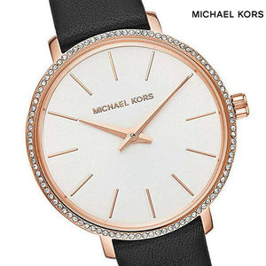 Michael Kors Pyper Three Hand White Dial Black Leather Strap Watch For Women - MK2835 Authentic Buy Shop Now