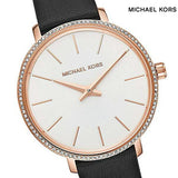 Michael Kors Pyper Three Hand White Dial Black Leather Strap Watch For Women - MK2835 Authentic Buy Shop Now