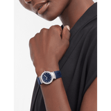 Bvlgari Lvcea Intarsio Aventurine Diamonds Blue Dial Blue Leather Strap Watch for Women - LVCEA103617 Authentic Buy Shop Now