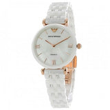 Emporio Armani Ceramica Mother of Pearl Dial White Ceramic Strap Watch For Women - AR1486 Authentic Buy Shop Now