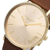 Coach Perry Analog Gold Dial Brown Leather Strap Watch for Women - 14503331-C Authentic Buy Shop Now