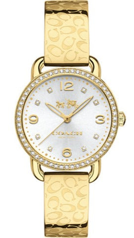 Coach Delancey Diamonds Silver Dial Gold Steel Strap Watch for Women - 14502354 Authentic Buy Shop Now