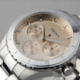 Hugo Boss Premiere Rose Gold Dial Silver Steel Strap Watch for Women - 1502444 Authentic Buy Shop Now