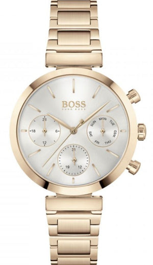 Hugo Boss Flawless Quartz White Dial Gold Steel Strap Watch for Women -1502531 Authentic Buy Shop Now