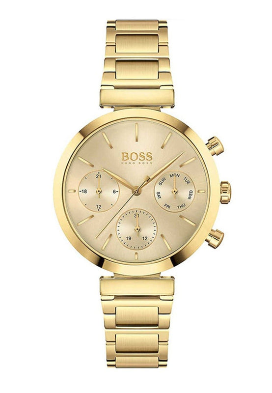Hugo Boss Flawless Gold Dial Gold Steel Strap Watch for Women - 1502532 Authentic Buy Shop Now