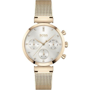 Hugo Boss Flawless White Dial Gold Mesh Bracelet Watch for Women - 1502553 Authentic Buy Shop Now