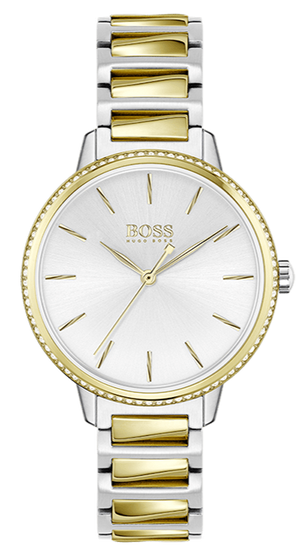 Hugo Boss Signature Silver Dial Two Tone Steel Strap Watch for Women - 1502568 Authentic Buy Shop Now