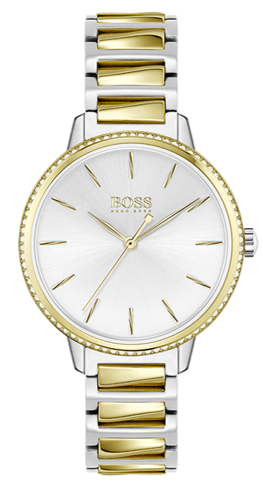 Hugo Boss Signature Silver Dial Two Tone Steel Strap Watch for Women - 1502568 Authentic Buy Shop Now
