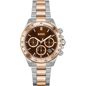Hugo Boss Novia Brown Dial Two Tone Steel Strap Watch for Women - 1502617 Authentic Buy Shop Now