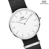 Daniel Wellington Classic Cornwall White Dial Black Nylon Strap Watch For Men - DW00100258 Authentic Buy Shop Now