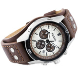 Fossil Coachman Chronograph Silver Dial Brown Leather Strap Watch for Men - CH2565 Authentic Buy Shop Now