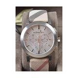 Burberry The City Nova White Dial Checked Brown Leather Strap Watch for Men - BU9357 Authentic Buy Shop Now