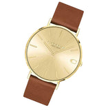 Coach Charles Gold Dial Brown Leather Strap Watch for Women - 14602433 Authentic Buy Shop Now