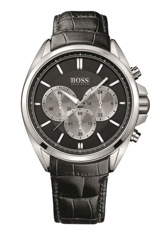 Hugo Boss Driver Black Dial Black Leather Strap Watch for Men - 1512879 Authentic Buy Shop Now