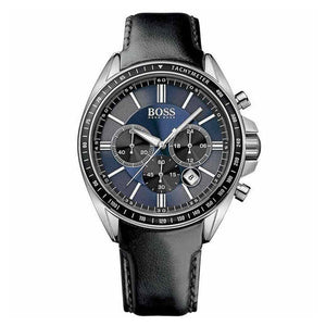 Hugo Boss Driver Sport Chronograph Blue Dial Black Leather Strap Watch for Men - 1513077 Authentic Buy Shop Now
