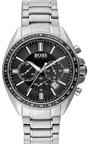 Hugo Boss Driver Chronograph Black Dial Silver Steel Strap Watch For Men - 1513080 Authentic Buy Shop Now