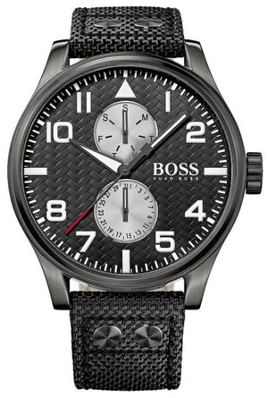 Hugo Boss Aeroliner Maxx Quartz Black Dial Black Nylon Strap Watch For Men - HB1513086 Authentic Buy Shop Now