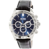 Hugo Boss Ikon Blue Dial Black Leather Strap Watch for Men - 1513176 Authentic Buy Shop Now