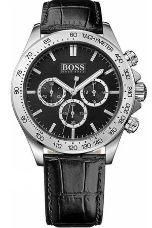 Hugo Boss Ikon Black Dial Black Leather Strap Watch for Men - 1513178 Authentic Buy Shop Now