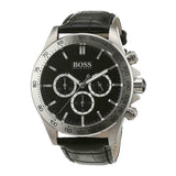 Hugo Boss Ikon Black Dial Black Leather Strap Watch for Men - 1513178 Authentic Buy Shop Now