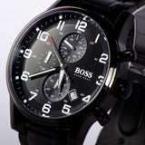 Hugo Boss Chronograph Black Dial Black Steel Strap Watch for Men - 1513180 Authentic Buy Shop Now