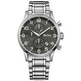 Hugo Boss Aeroliner Black Dial Silver Steel Strap Watch for Men - 1513181 Authentic Buy Shop Now