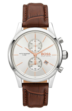 Hugo Boss Jet White Dial Brown Leather Strap Watch for Men - 1513280 Authentic Buy Shop Now