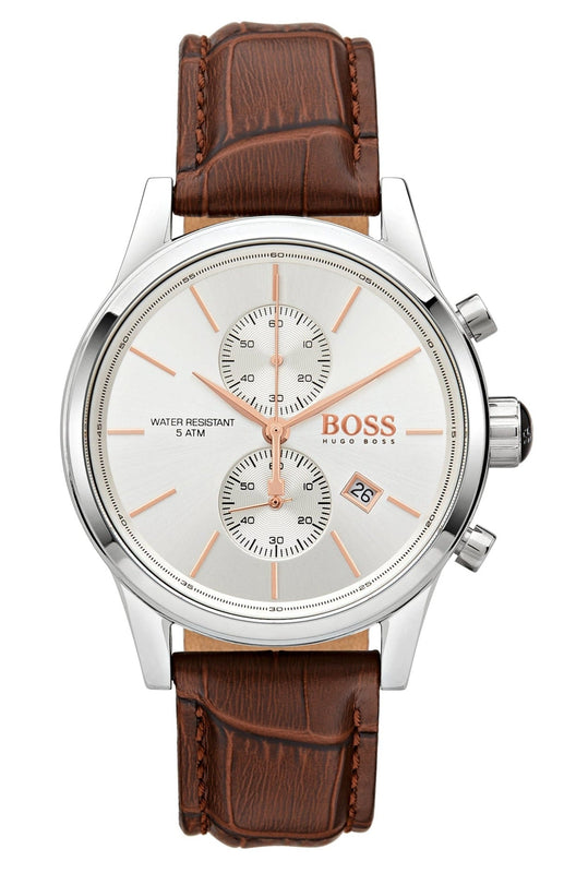 Hugo Boss Jet White Dial Brown Leather Strap Watch for Men - 1513280 Authentic Buy Shop Now