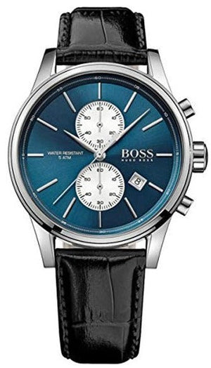 Hugo Boss Jet Blue Dial Black Leather Strap Watch for Men - 1513283 Authentic Buy Shop Now
