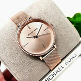 Michael Kors Mini Jayne Crystals Rose Gold Dial Rose Gold Mesh Strap Watch for Women - MK7122 Authentic Buy Shop Now